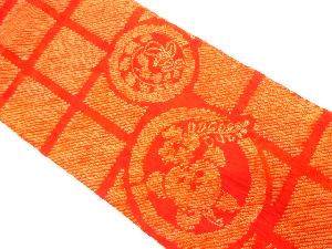 アンティーク　本総絞り　格子に花丸文様名古屋帯（着用可）